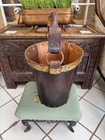 Original Antique 19th Century Leather   Copper Riveted Fire Bucket W Handle