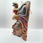 Handcrafted Wooden Mask Mayan Aztec Art Mexico Vintage Wall Hanging Folk Art