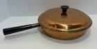 Vntg Copper Chafing Dish Buffet Pan 9 5  Double Boiler Skillet Lid Mid Century