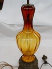 Vintage 25  Amberina Glass With Cast Base   Finial  Dimmer On Light