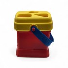 Fisher-price Baby s First Blocks Shape Sorter Red Bucket Yellow Lid - 9 Blocks