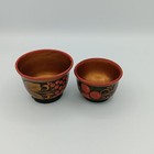 Set Of 2 Vintage Khokhloma Russian Wooden Hand Painted Bowls