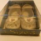 Vintage Baby Deer Doll Shoes Strap Shoes White Lace Flower Size 3 6-9 Months Box