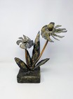 Vintage Mcm Brutalist Welded Metal Flowers Sculpture