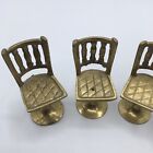 Vintage Lot Set Of 4 Miniature Mini Brass Doll House Chairs Stools