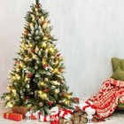 4 5 6 7ft Snow Covered Tip Christmas Tree With Lights Pinecone Xmas Holiday Home