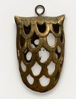 Vintage Brass Owl Candle Holder Hanging Lantern Patina 1970s Mcm Boho