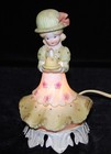 Vintage Aladdin Underwriters Laboratories Portable Ceramic Lamp     Girl With Cake
