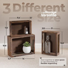 Set Of 3 Wooden Nesting Countertop Baskets  Rustic Wood Storage Crates With Hand