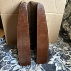 Pair Of Vintage Mid Century Modern Solid Wood With Inlay Curved Bookends Mcml 