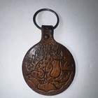 Vintage Leather Frog Toad Keychain Key Ring Tooled Leather Novelty Key Fob