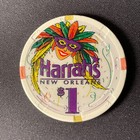 Harrah   s New Orleans Louisiana  1 Casino Chip Large Inlay Obsolete Gaming Poker