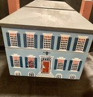     vintage K  Mussen Hand-painted Wood House Recipe Box 1989     Cottagecore 