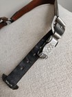East German Post War Y-straps Black Leather W spring Loaded Hooks - Reproduction