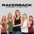 Women s Stretchy Soft Thin Cotton Ribbed Knit Racerback Tank Top Zenana S-xl