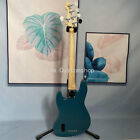 Blue Jazz Bass Electric Guitar 5 String Maple Fretboard Chrome Part Active