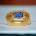 Blue Sapphire Cushion Cut With 14k Yellow Gold Ring For Men  286