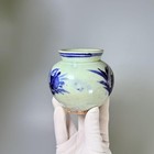 Joseon Dynasty  Small Pot With A Blue Flower Pattern  Korean Art  White Porcelai