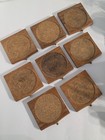 Vintage Wooden Cork Mcm Coaster Set With Storage Holder Retro