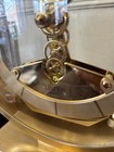 Vtg Linden Quartz Mantel Clock Gold Alum  Glass Exposed Gears Movement Japan