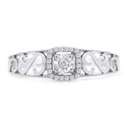 1 10 Ct Real Round Diamond Square Frame Wedding Ring Size 7 Sterling Silver