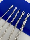 Solid 925 Sterling Silver Rope Chain Necklace All Sizes
