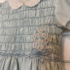 Vintage Polly Flinders Hand Smocked Dress Blue Floral 6x