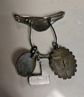 Vintage Native American Navajo Sterling Silver Turquoise Red Coral Pin