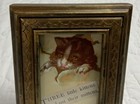 Vintage Antique Victorian Trade Card Framed  Kitty Cat  3 Little Kittens
