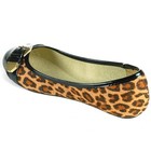Alpine Swiss Daphne Womens Cheetah Ballet Flats Faux Patent Leather Buckle Shoes