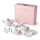 Member s Mark Porcelain Tea Set Pink Bows 14 Piece Kids Tea Party Play Set Case