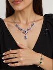 Natural Tanzanite Gemstone 925 Sterling Silver Pear Tear Drop Bridal Necklace