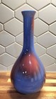 Vintage Antique Chinese Flambe Blue Red Glaze Porcelain Vase Marked Asian Euc 