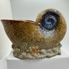 Vtg Nautilus  Conch Sea Shell Glazed Ceramic Planter Decorative Pottery Vase