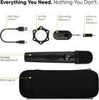 Wireless Microphone System Karaoke With Receiver Echo Control Lcd Display Usb-c