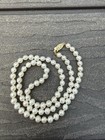 Vintage 14k Yellow Gold 5mm White Lustrous Freshwater Pearl 17    Strand Necklace 