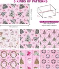 Ruspepa Christmas Wrapping Paper Sheets For Girls  Pink Vintage Santa Claus  Chr