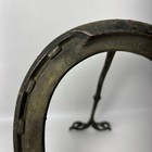 Antique Metal Horseshoe Shaped 6  Folding Easel Frame Shaving Mirror - No Glass