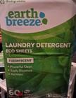  lot Of 5  Earth Breeze Laundry Detergent Eco-sheets 60-loads Each  Fresh Scent