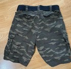 Lee Men s Camo Cargo Shorts Green black Cotton Canvas Belted Flat Front
