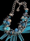 Vintage Express El Turquoise Blue Fringe Bib Necklace - Bold Statement Goth boho