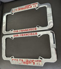 Pair San Francisco California Columbus Motors Original License Plate Frames