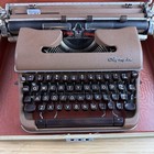1950s Brown Olympia Sm3 Wide Carriage Deluxe Typewriter With Case