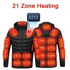 21 Areas Men Heated Jacket Usb Electric Heating Vest Winter Outdoor Warm Coat