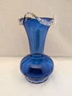Antique Victorian Blown Glass Vase Blue