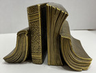 Vintage Pm Craftsman Brass Metal Cast Stack Of Cascading Books Book Ends Mcm