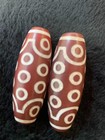 2pcs Rare Tibetan Reddish Natural Agate Dzi  21eyed  20x60mm Beads