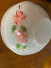 Vintage Fire King Ovenware - Bowl - White W pink Floral   6  - Round