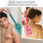 Long Handle Exfoliating Back Scrub Brush With Loofah Sponge For Shower Body Wash