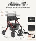 Transport-wheelchair-lightweight-foldable  2 In 1 Rolling Walker Chair-used